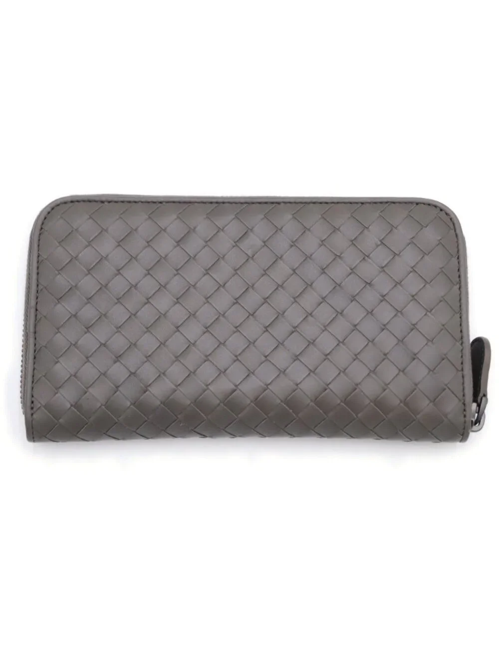 Bottega Veneta Intrecciato Wallet Card Case Gray Leather